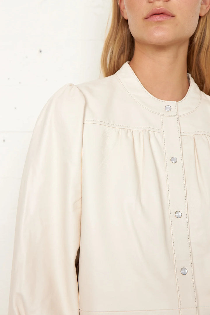 Second Female | Indai Leather Shirt - Pearled Ivory