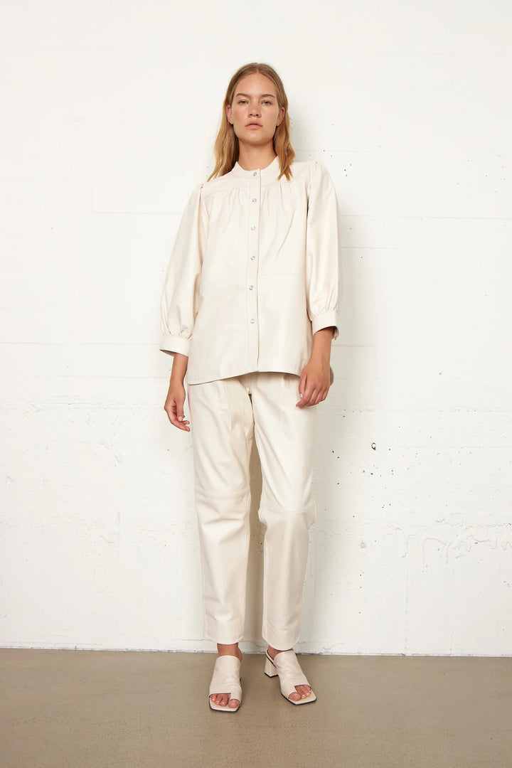 Second Female | Indai Leather Shirt - Pearled Ivory