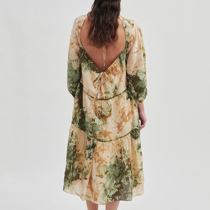 Second Female | Onyxly Watercolour Dress - Laurel Green