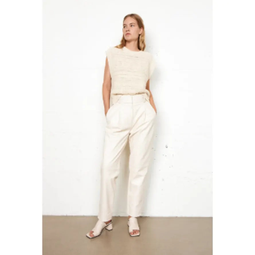 Second Female | Indai Leather Trousers - Pearled Ivory - Dutch Hideout